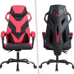 Gaming Stuhl verstellbar Bürostuhl Chefsessel höhenverstellbar Rädern Racingstuhl Rot
