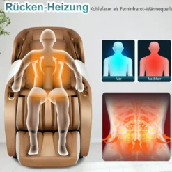 Ganzkörper Massagesessel Zero Gravity SL Track Massagestuhl mit Luftkompression & Heizung Hellbraun