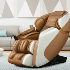 Ganzkörper Massagesessel Zero Gravity SL Track Massagestuhl mit Luftkompression & Heizung Hellbraun