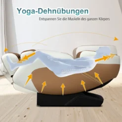 Ganzkörper Massagesessel Zero Gravity SL Track Massagestuhl mit Luftkompression & Heizung Hellbraun