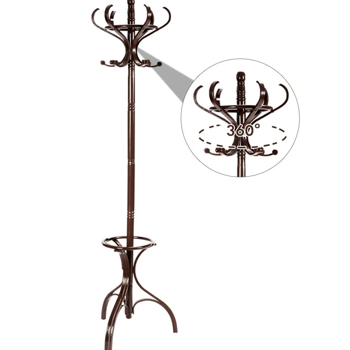 Garderobenständer Kleiderständer Garderobe mit 12 Haken Braun/Schwarz/Natur/Weiß