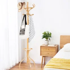 Garderobenständer Kleiderständer Garderobe mit 12 Haken Braun/Schwarz/Natur/Weiß