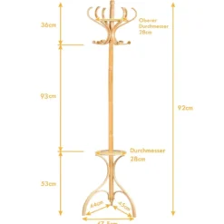Garderobenständer Kleiderständer Garderobe mit 12 Haken Braun/Schwarz/Natur/Weiß