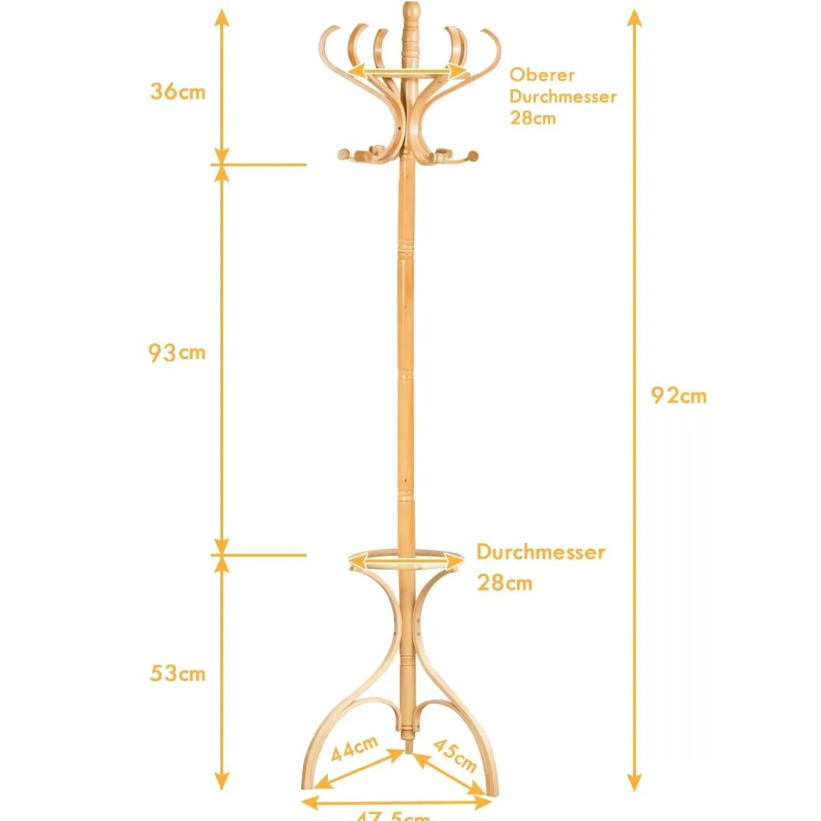 Garderobenständer Kleiderständer Garderobe mit 12 Haken Braun/Schwarz/Natur/Weiß