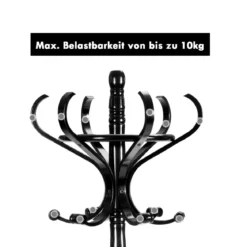 Garderobenständer Kleiderständer Garderobe mit 12 Haken Braun/Schwarz/Natur/Weiß