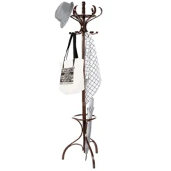 Garderobenständer Kleiderständer Garderobe mit 12 Haken Braun/Schwarz/Natur/Weiß