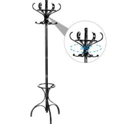 Garderobenständer Kleiderständer Garderobe mit 12 Haken Braun/Schwarz/Natur/Weiß