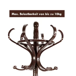 Garderobenständer Kleiderständer Garderobe mit 12 Haken Braun/Schwarz/Natur/Weiß