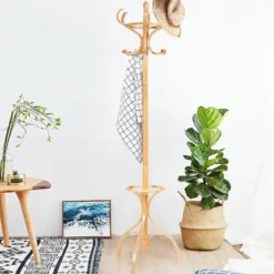 Garderobenständer Kleiderständer Garderobe mit 12 Haken Braun/Schwarz/Natur/Weiß