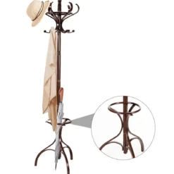 Garderobenständer Kleiderständer Garderobe mit 12 Haken Braun/Schwarz/Natur/Weiß