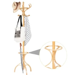 Garderobenständer Kleiderständer Garderobe mit 12 Haken Braun/Schwarz/Natur/Weiß