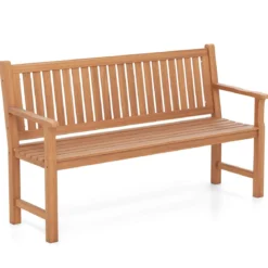 Gartenbank aus Tannenholz 3-Sitzer Sitzbank mit Ergonomischer Rückenlehne bis 450 kg Belastbar 150 x 53,5 x 89 cm