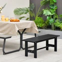Gartenbank für 2 Personen mit Lattensitz bis 300kg belastbar 120 x 36 x 40,5 cm Schwarz