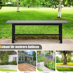 Gartenbank für 2 Personen mit Lattensitz bis 300kg belastbar 120 x 36 x 40,5 cm Grau