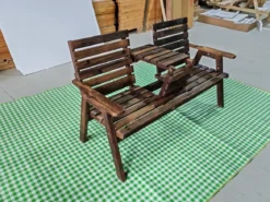 Gartenbank mit Klappbarem Mitteltisch & Rückenlehne Holzbank Tragfähigkeit 320 kg Braun