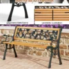 Gartenbank mit Metallgussrahmen & Holzsitz Ergonomische Sitzbank für 3 Personen 127,5 cm Lang