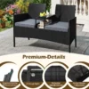 Gartenbank mit Tisch 2-Sitzer Polyrattan Sitzbank Sitzgruppe Gartenmöbel Terrassenmöbel Grau