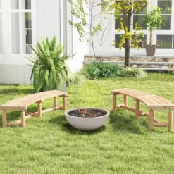 Gartenbank ohne Rückenlehne für 2-3 Sitzer Wetterfeste Holzbank bis 325 kg Belastbar Natur