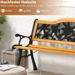 Gartenbank wetterfest 2-Sitzer Sitzbank mit Armlehnen Balkonbank Holzbank 126 x 52 x 76 cm