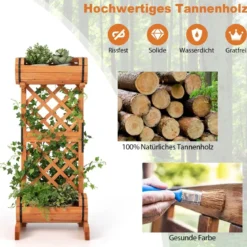 Gartenbeet Hochbeet aus Holz mit Spalier 45,5 x 36 x 113 cm Orange