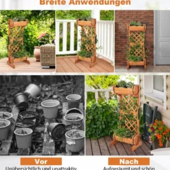 Gartenbeet Hochbeet aus Holz mit Spalier 45,5 x 36 x 113 cm Orange