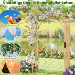 Gartenbogen aus Holz Rosenbogen für Kletterpflanzen Eleganter Hochzeitsbogen Natur