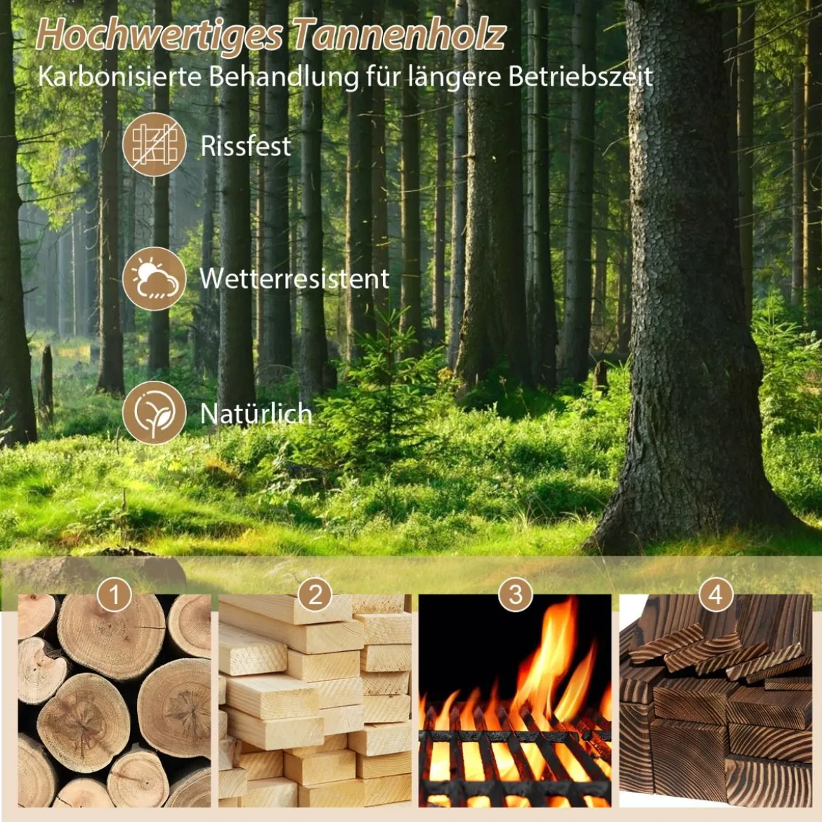 Gartenbrücke aus Holz Teichbrücke mit doppeltem Halbradgeländer 101 x 48,5 x 38 cm