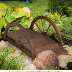 Gartenbrücke aus Holz Teichbrücke mit doppeltem Halbradgeländer 101 x 48,5 x 38 cm