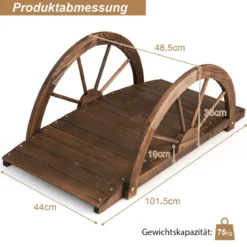Gartenbrücke aus Holz Teichbrücke mit doppeltem Halbradgeländer 101 x 48,5 x 38 cm