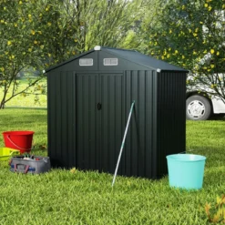 Gartenhaus Metall 182 x 129 x 197 cm | 3,25 m³ Gerätehaus mit Schrägdach Dunkelgrau