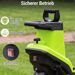 Gartenhäcksler Elektrisch 2500W Messerhäcksler für Äste bis 45 mm 21:1 Häckselverhältnis Grün