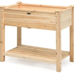 Gartenhochbeet Holz-Hochbeet mit Beinen Pflanztrog aus Holz Pflanzbeet groß mit Ablage 86 x 46 x 76 cm