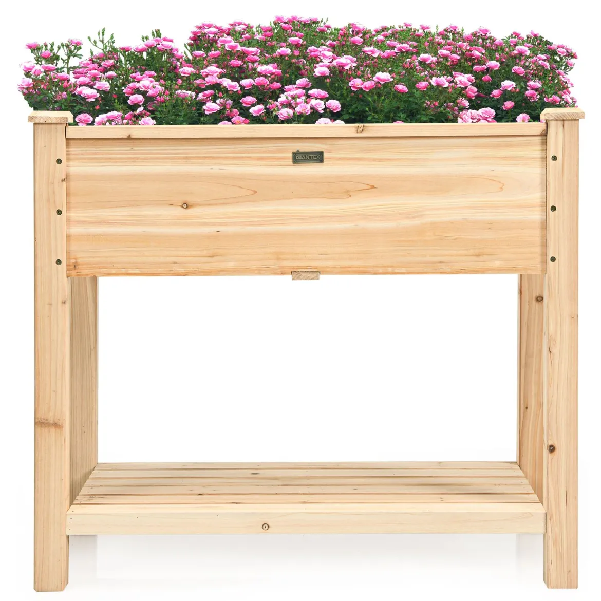 Gartenhochbeet Holz-Hochbeet mit Beinen Pflanztrog aus Holz Pflanzbeet groß mit Ablage 86 x 46 x 76 cm