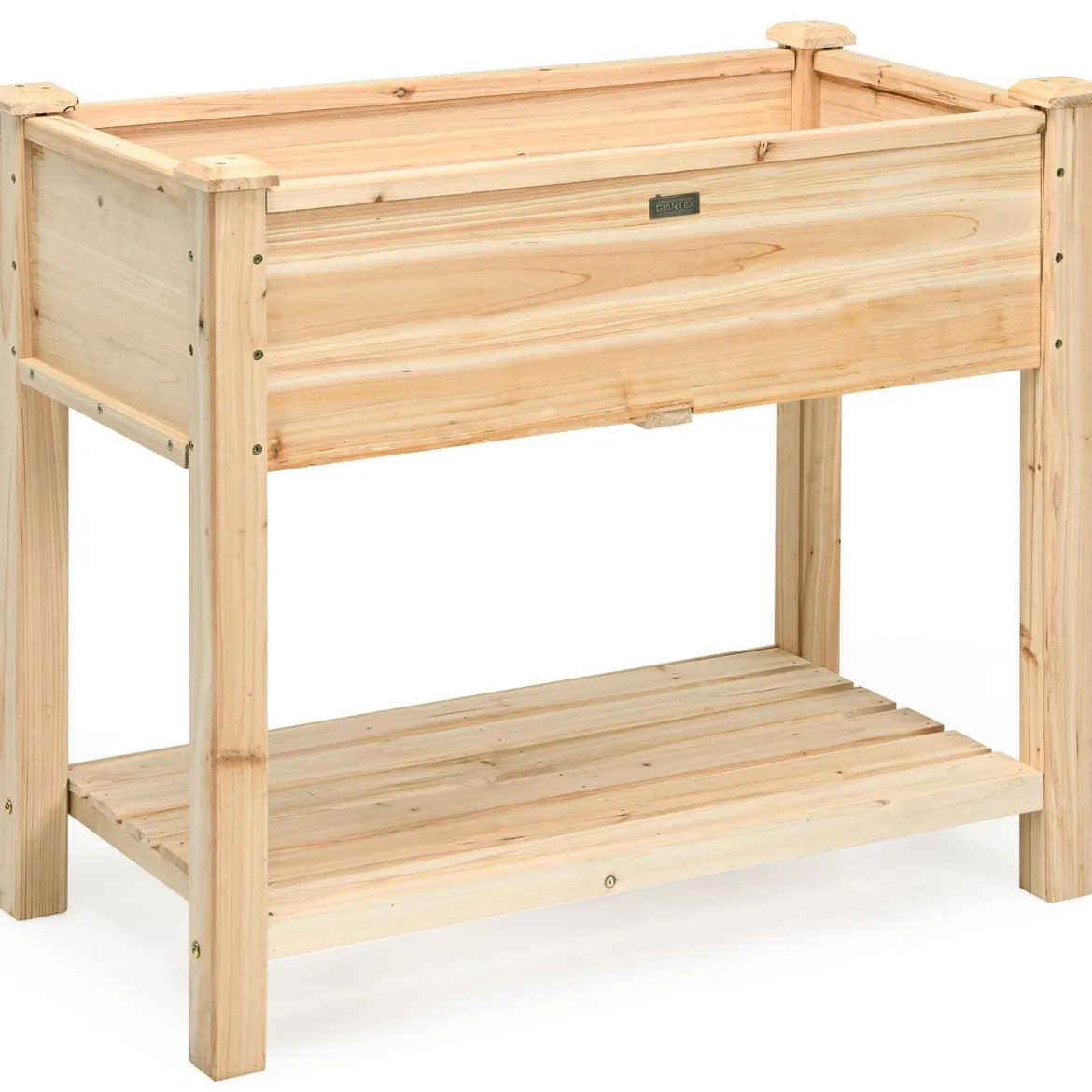 Gartenhochbeet Holz-Hochbeet mit Beinen Pflanztrog aus Holz Pflanzbeet groß mit Ablage 86 x 46 x 76 cm