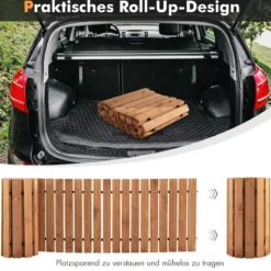 Garten-Holzweg 245 x 55 x 2 cm Ausrollbarer Witterungsbeständiger Gerader Gehweg im Freien