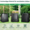 Garten Komposter 380 L PP Thermokomposter mit Deckel & verstellbaren Luftschlitzen 78 x 64 x 80 cm Schwarz