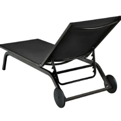 Gartenliege Liegestuhl Aluminium-Chaiselongue Patio Liegestuhl mit verstellbarer Rückenlehne Schwarz