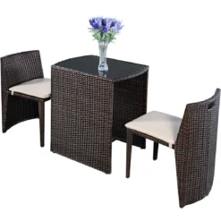 Gartenmöbel Rattan Lounge 3er Set Polyrattan Sitzgruppe Rattanmöbel Garnitur