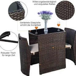 Gartenmöbel Rattan Lounge 3er Set Polyrattan Sitzgruppe Rattanmöbel Garnitur