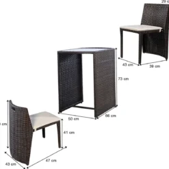 Gartenmöbel Rattan Lounge 3er Set Polyrattan Sitzgruppe Rattanmöbel Garnitur