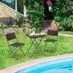 Gartenmöbel-Set 3-Teiliges Bistro-Set aus Weidengeflecht Braun