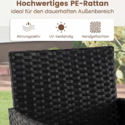 Gartenmöbel Set 3-teiliges Rattan Balkonmöbel mit 2 Stühlen & Gartentisch Gelb