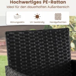 Gartenmöbel Set 3-teiliges Rattan Balkonmöbel mit 2 Stühlen & Gartentisch Grau
