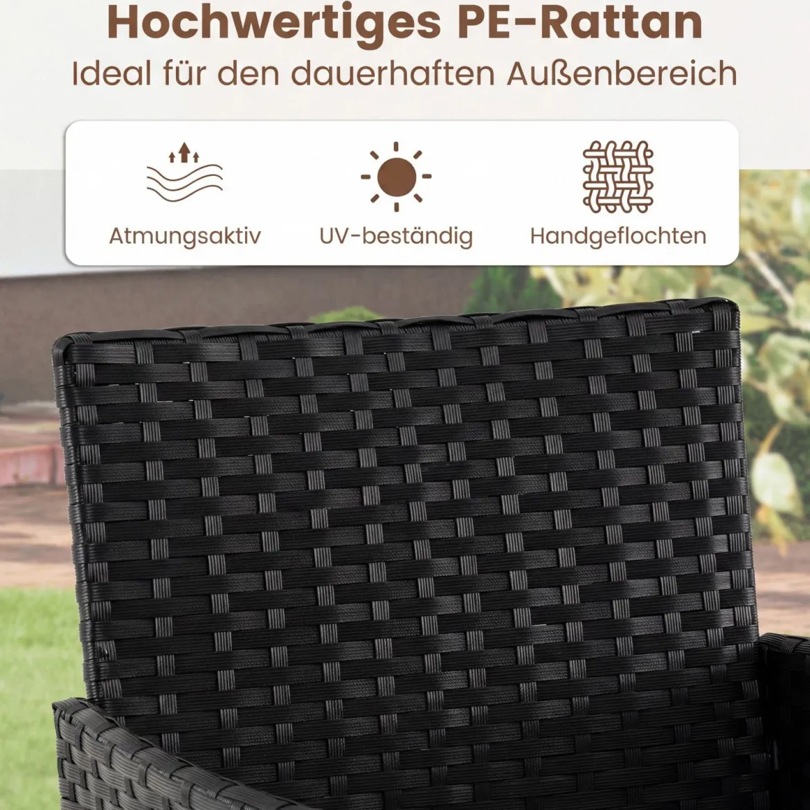 Gartenmöbel Set 3-teiliges Rattan Balkonmöbel mit 2 Stühlen & Gartentisch Grau
