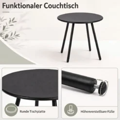 Gartenmöbel Set 3-teilig Terrassenmöbel mit 2 Stühlen & Couchtisch Sitzgruppe mit Metallrahmen Grau