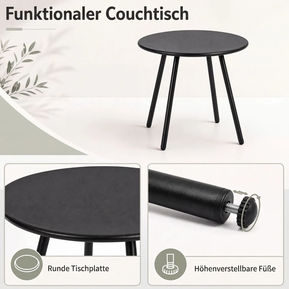 Gartenmöbel Set 3-teilig Terrassenmöbel mit 2 Stühlen & Couchtisch Sitzgruppe mit Metallrahmen Grau