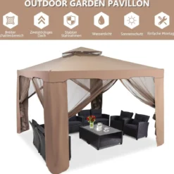 Gartenpavillon Gartenzelt CampingPartyzelt mit 4 Seitenwänden 300 x 300 x 265 cm