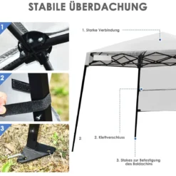 Gartenpavillon Gartenzelt mit Tasche tragbares Partyzelt 181x181x210cm Weiß