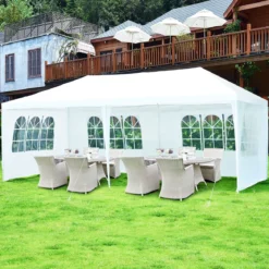 Gartenpavillon Partyzelt mit 4 abnehmbaren Seitenwänden Pavillon Bierzelt UV-Schutz Gartenzelt 3 x 6m