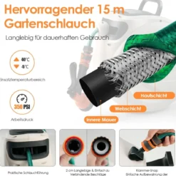 Gartenschlauch-Aufroller mit Wandhalterung 180˚ drehbare Halterung 1/2 Zoll 20m + 2m